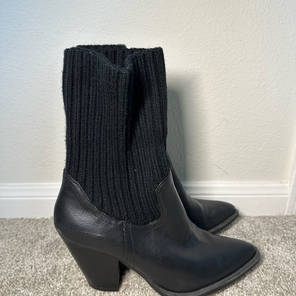 Black Leather Ankle Boots - Picture 1 of 5